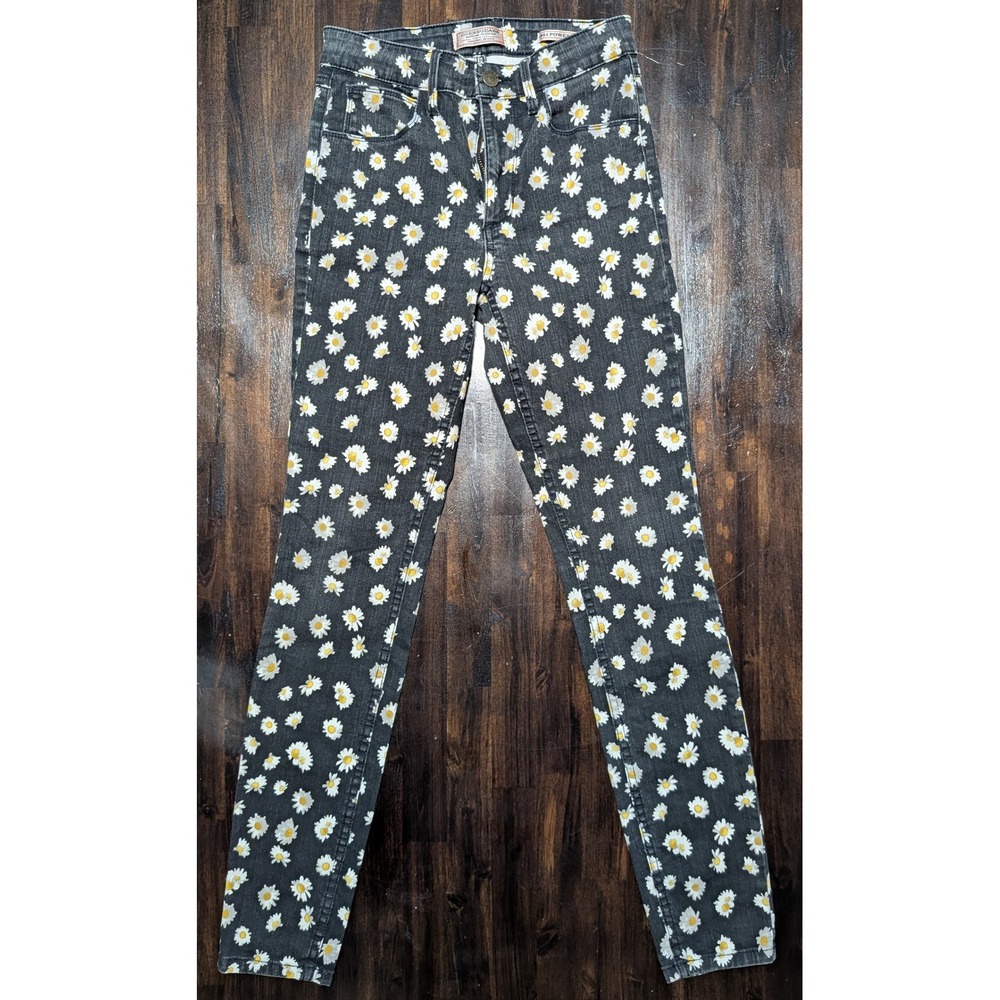 Guess 1981 Power Skinny Jeans Womens 26 Grey Daisy Floral Print High Rise W44B4D